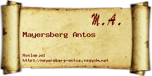 Mayersberg Antos névjegykártya